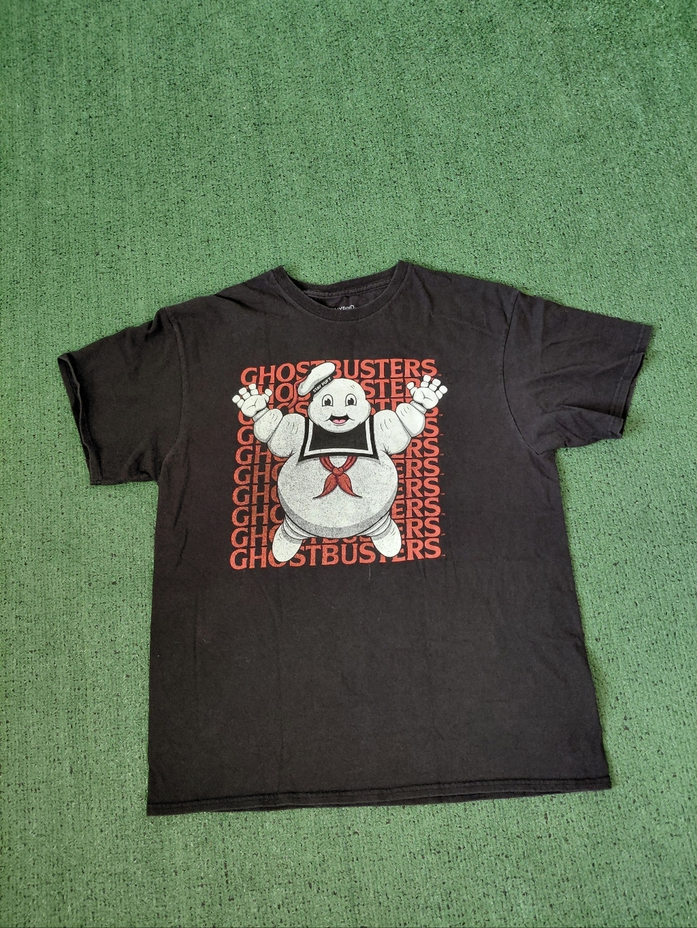 Ghostbusters Marshmallow Man Stay Puft Movie Retro Black T Shirt Sz Large